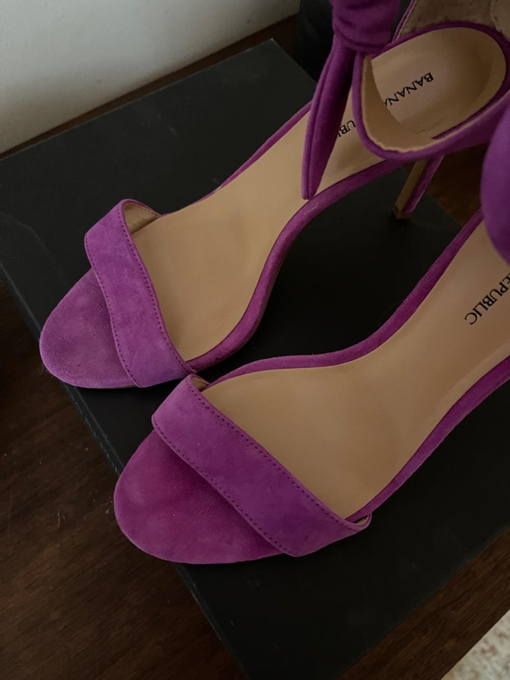 Banana Republic Purple Suede Ankle-Tie Stiletto Heels - Picture 4 of 4